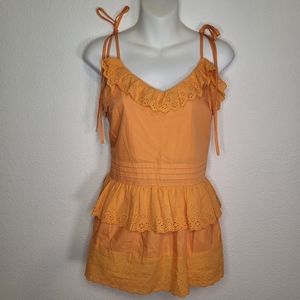 Anthropologie Orange Tiered Peplum Sundress